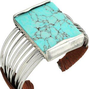 Robert Lee Morris Soho Womens Turquoise Stone Cuff Bracelet, Turquoise/Silver